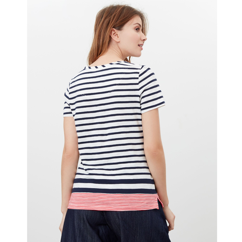 Joules Carley Stripe Ladies T-Shirt - Navy/Cream/Red Stripe -2
